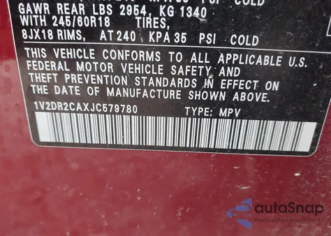 2018 Volkswagen Atlas 3.6L V6 Se/3.6L V6 Se W/Technology from USA, damaged, VIN 1V2DR2CAXJC579780